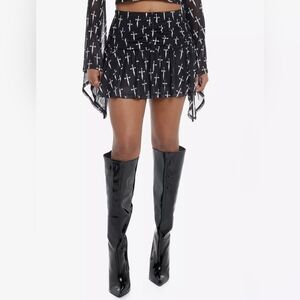 Social Collision Black Dagger Ruched Mini Skirt